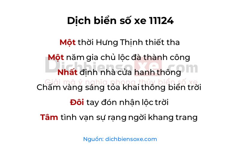 Dịch thơ biển số 11124