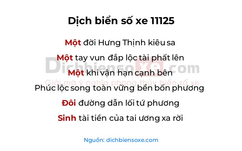 Dịch thơ biển số 11125