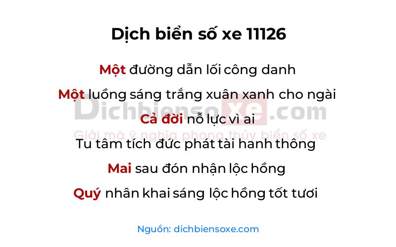 Dịch thơ biển số 11126