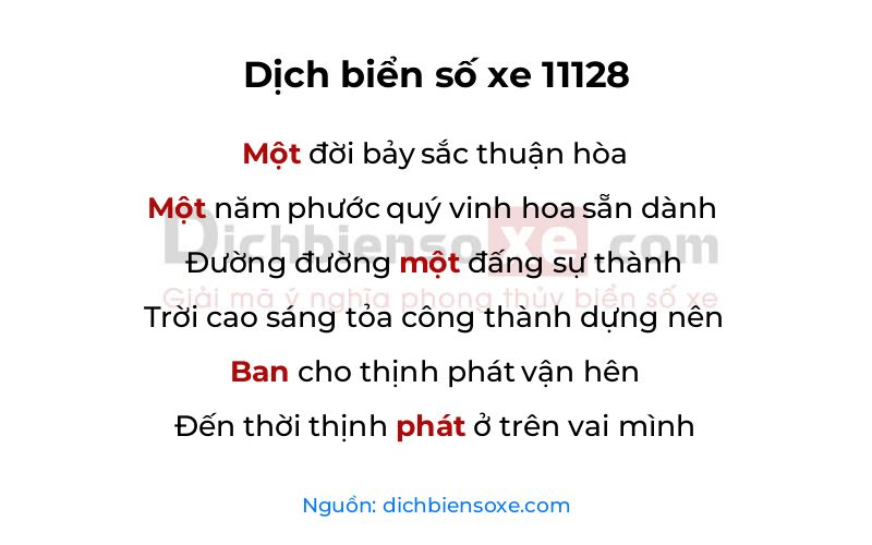 Dịch thơ biển số 11128