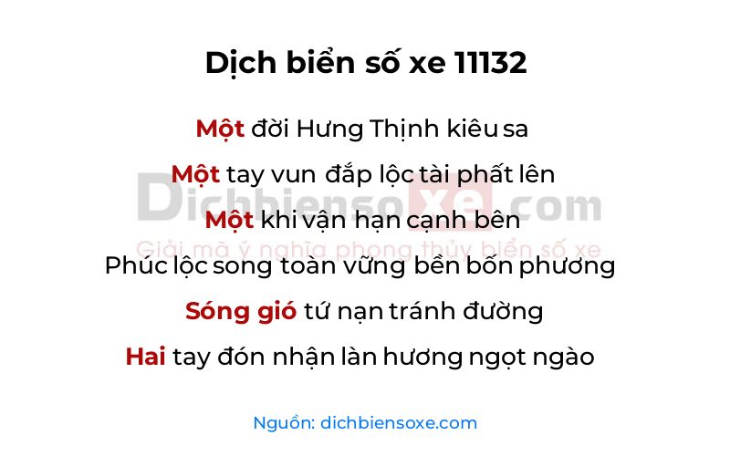 Dịch thơ biển số 11132