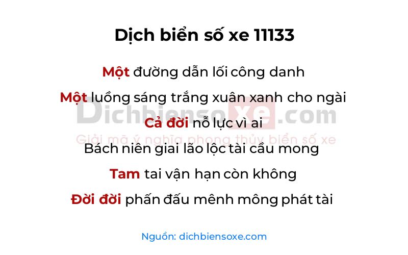 Dịch thơ biển số 11133