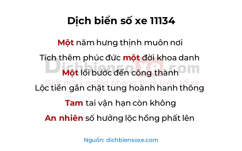 Dịch thơ biển số 11134