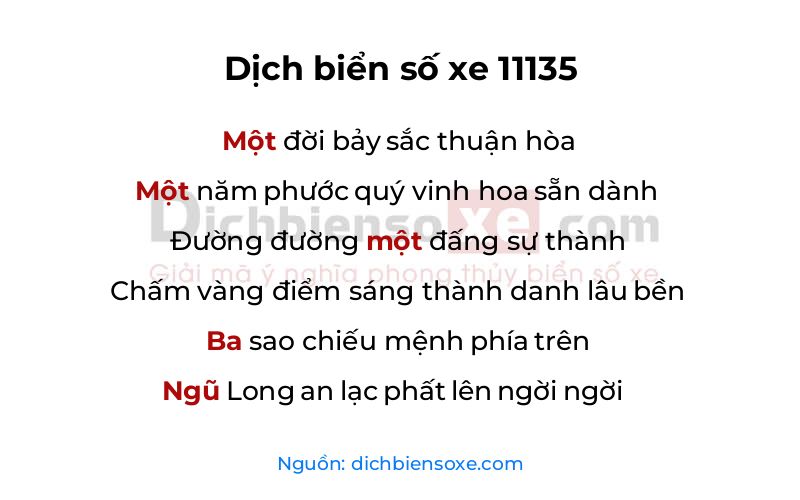 Dịch thơ biển số 11135