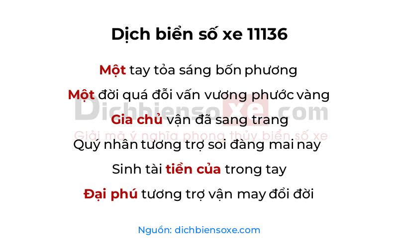 Dịch thơ biển số 11136