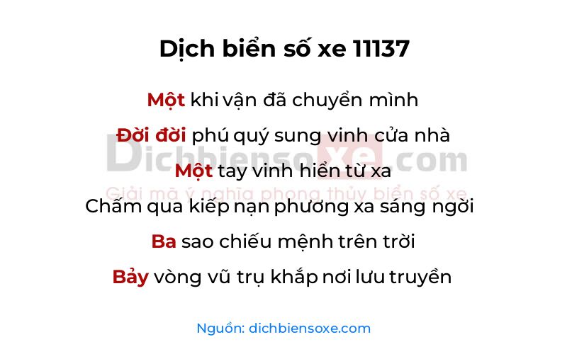 Dịch thơ biển số 11137