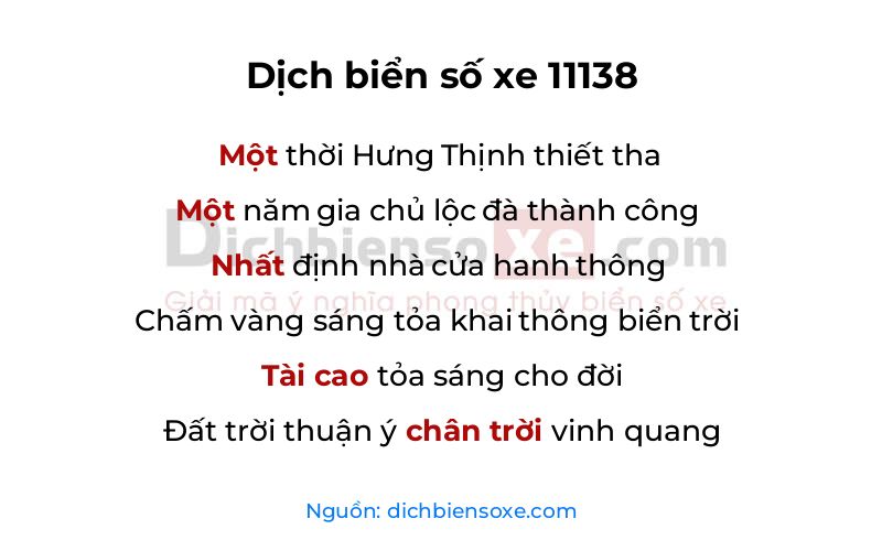 Dịch thơ biển số 11138