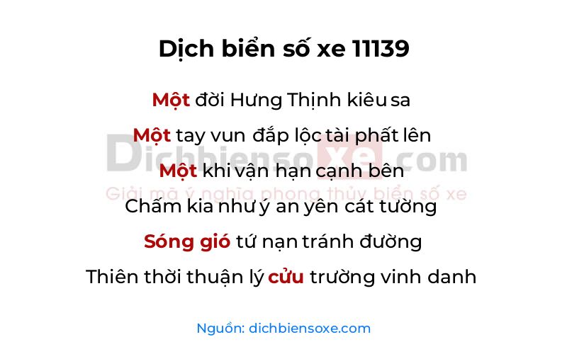 Dịch thơ biển số 11139