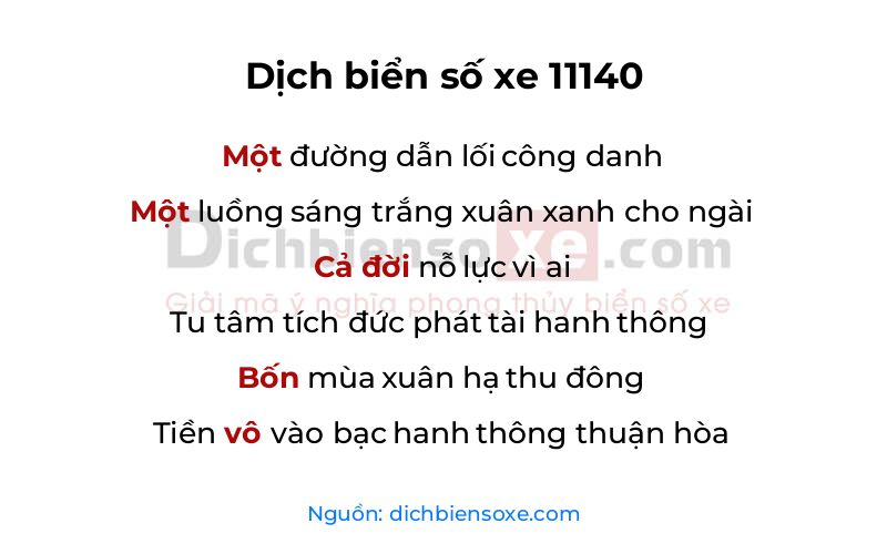 Dịch thơ biển số 11140