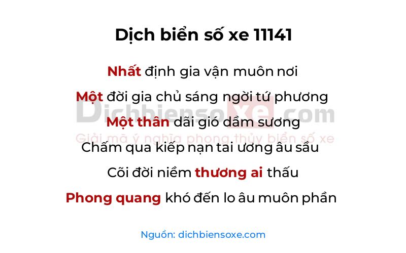 Dịch thơ biển số 11141