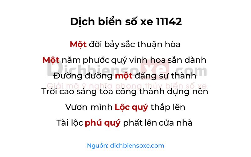 Dịch thơ biển số 11142