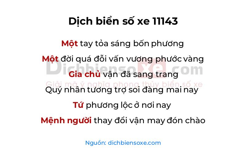Dịch thơ biển số 11143