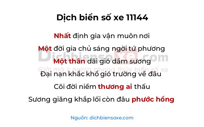 Dịch thơ biển số 11144