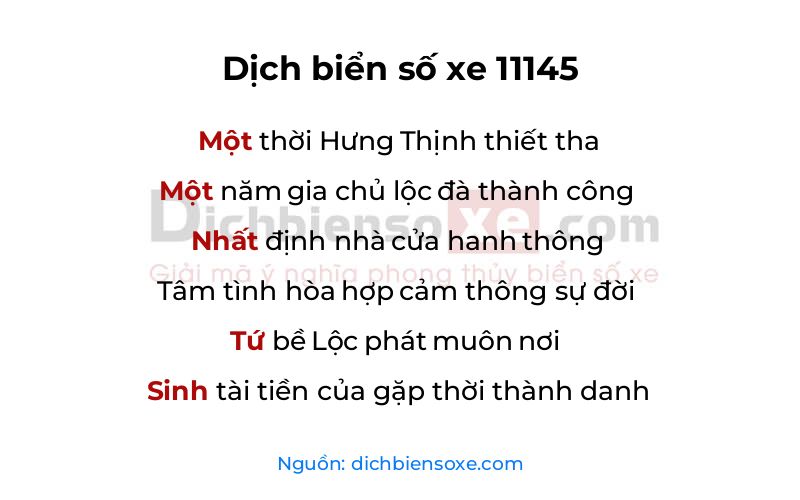 Dịch thơ biển số 11145