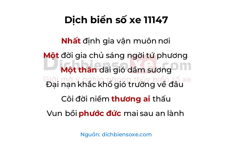 Dịch thơ biển số 11147
