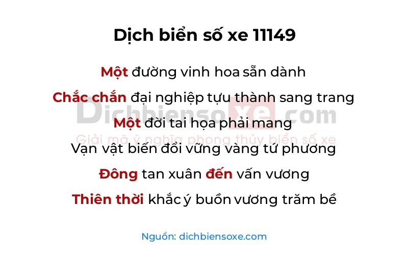 Dịch thơ biển số 11149