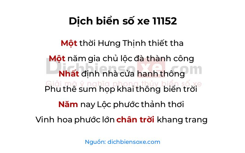 Dịch thơ biển số 11152