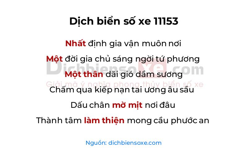 Dịch thơ biển số 11153