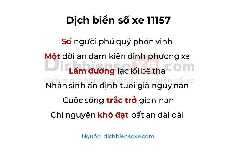 Dịch thơ biển số 11157
