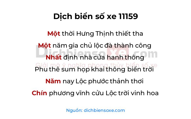 Dịch thơ biển số 11159