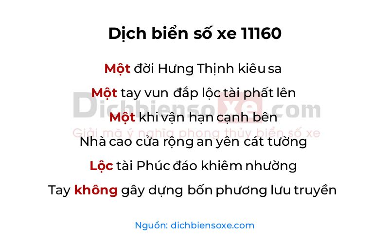 Dịch thơ biển số 11160