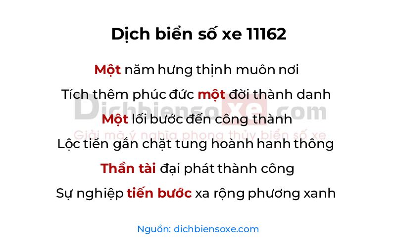 Dịch thơ biển số 11162
