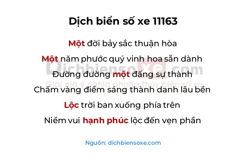 Dịch thơ biển số 11163