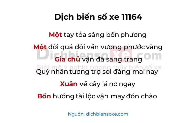 Dịch thơ biển số 11164