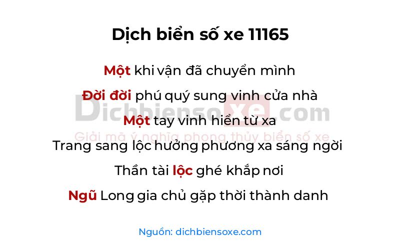 Dịch thơ biển số 11165