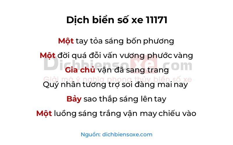Dịch thơ biển số 11171