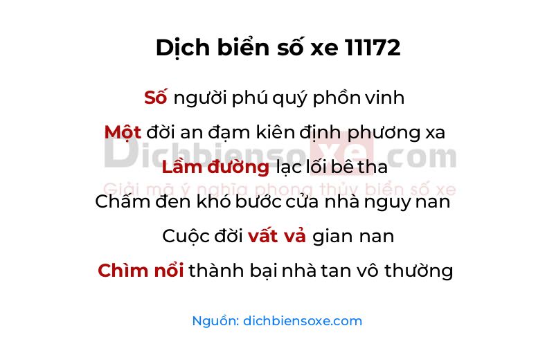 Dịch thơ biển số 11172