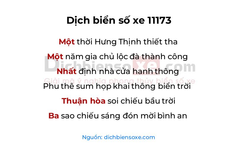 Dịch thơ biển số 11173