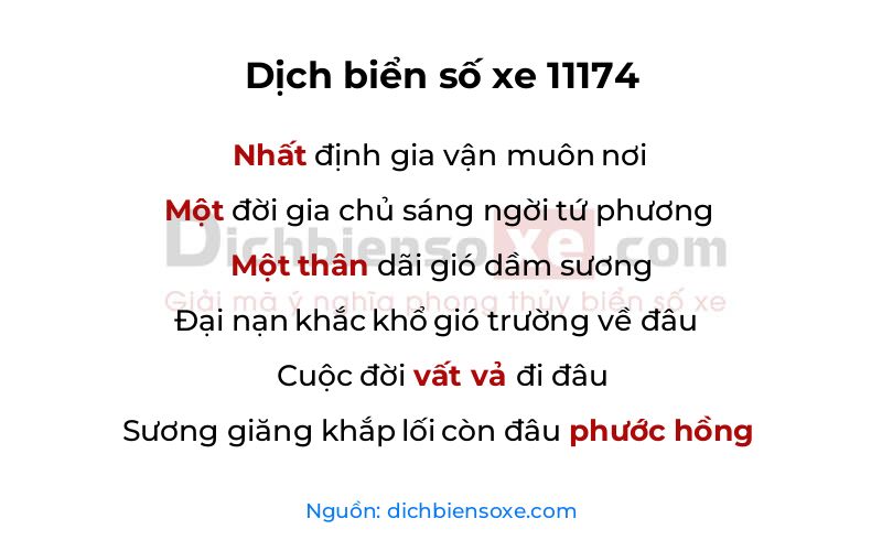 Dịch thơ biển số 11174