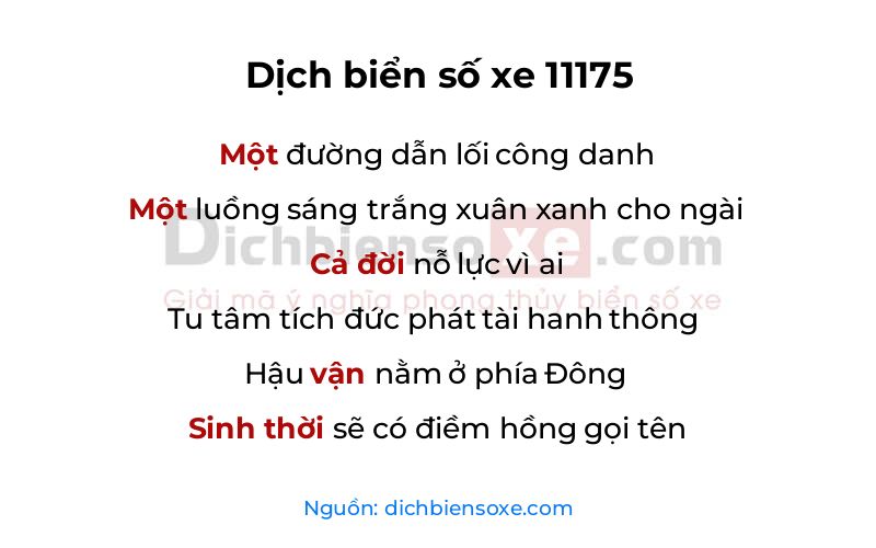 Dịch thơ biển số 11175