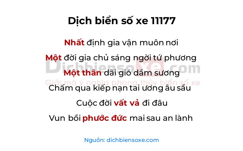 Dịch thơ biển số 11177