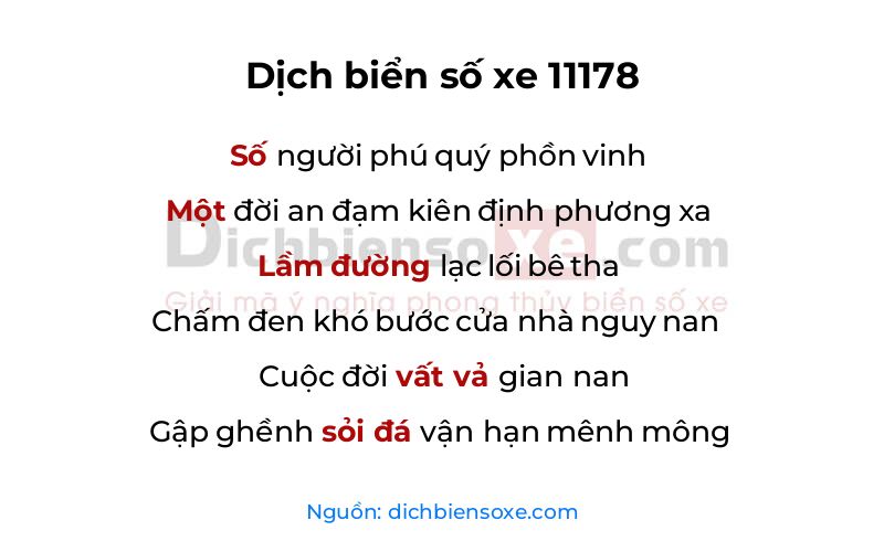 Dịch thơ biển số 11178