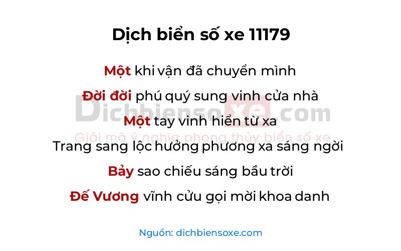 Dịch thơ biển số 11179