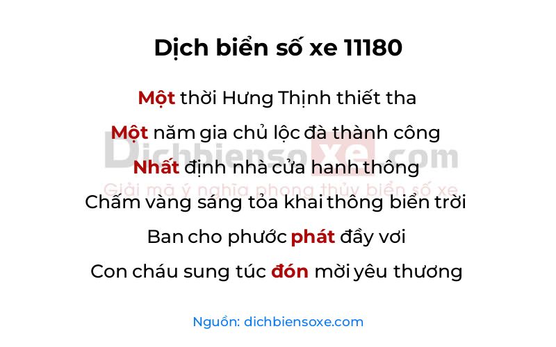 Dịch thơ biển số 11180