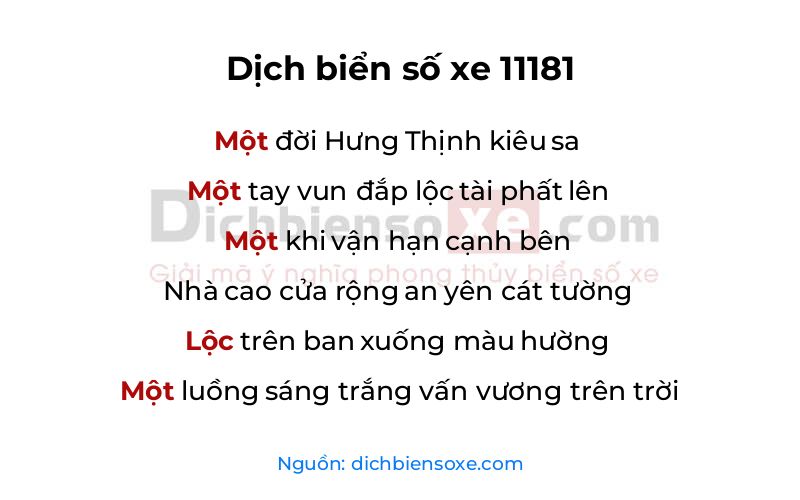 Dịch thơ biển số 11181