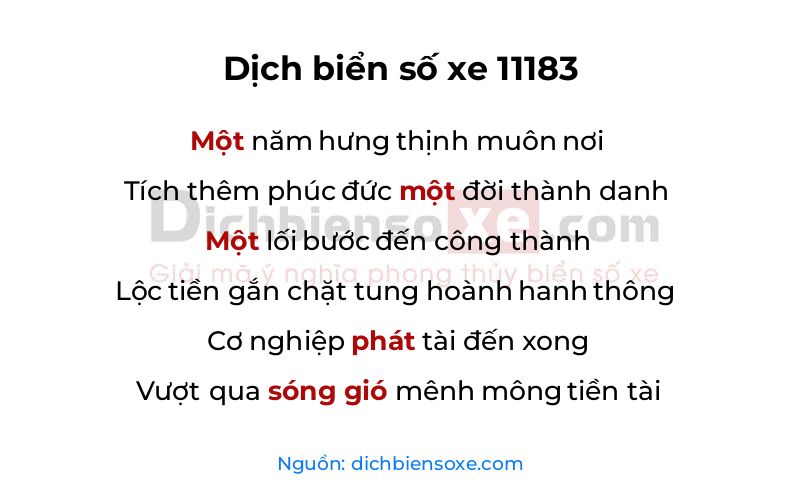 Dịch thơ biển số 11183