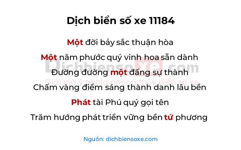 Dịch thơ biển số 11184