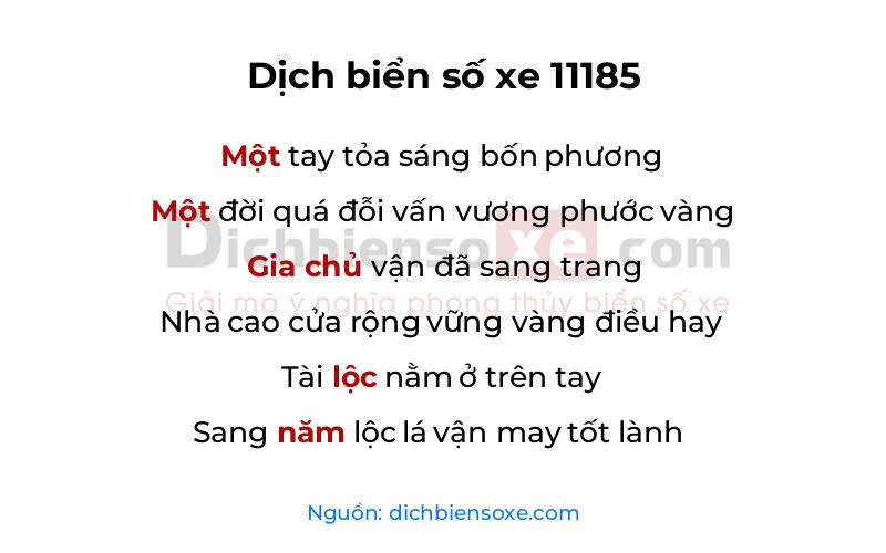 Dịch thơ biển số 11185