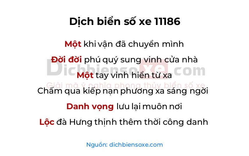 Dịch thơ biển số 11186