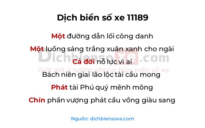 Dịch thơ biển số 11189