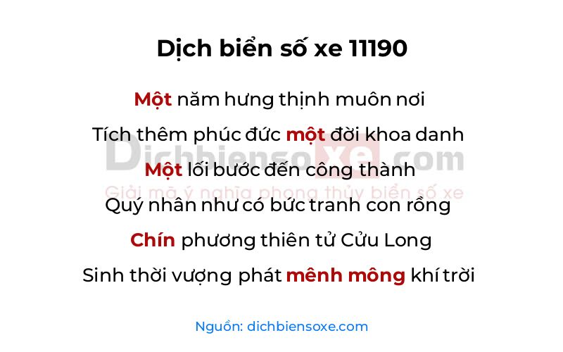 Dịch thơ biển số 11190