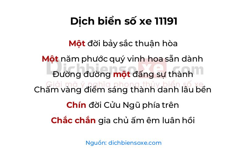 Dịch thơ biển số 11191