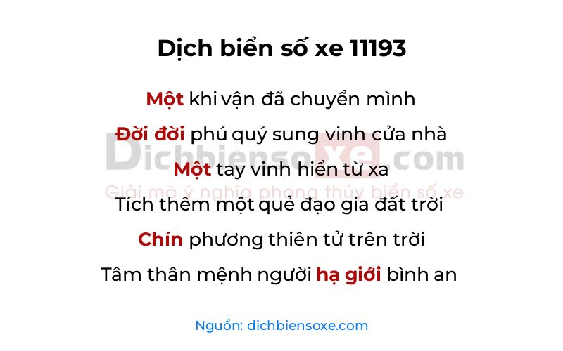 Dịch thơ biển số 11193