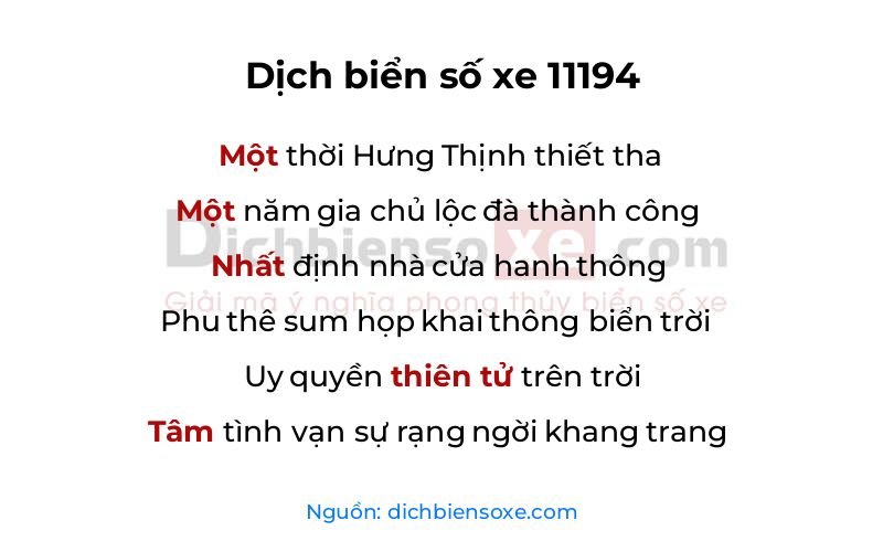 Dịch thơ biển số 11194