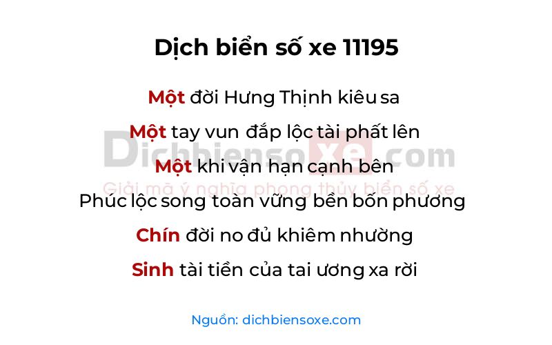 Dịch thơ biển số 11195