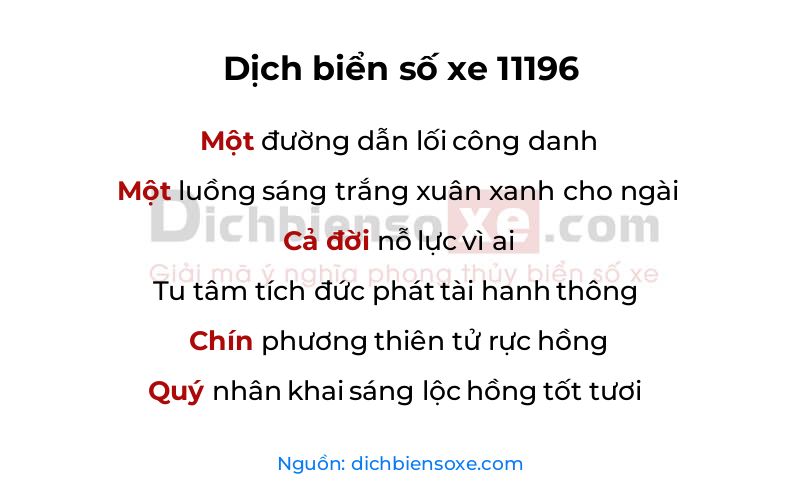 Dịch thơ biển số 11196